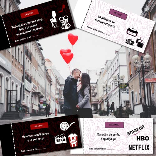Vales Sexuales para la Pareja (AM413) - Talonario con Actividades y Juegos para Disfrutar en Pareja. Regalo Pareja Enamorados Aniversarios, San Valentín