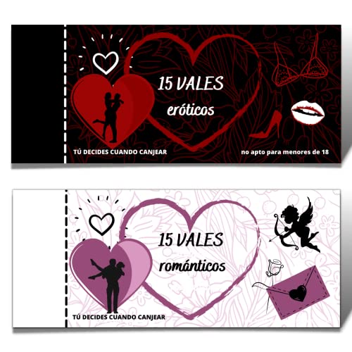 Vales Sexuales para la Pareja (AM413) - Talonario con Actividades y Juegos para Disfrutar en Pareja. Regalo Pareja Enamorados Aniversarios, San Valentín