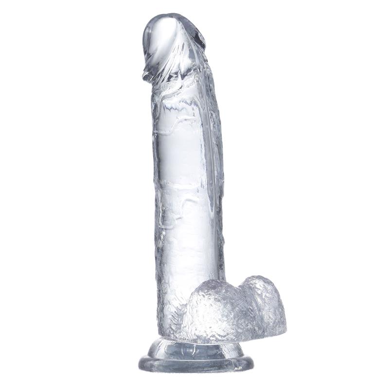 Dildo Realista con Testiculos Material Cristalino 18 cm