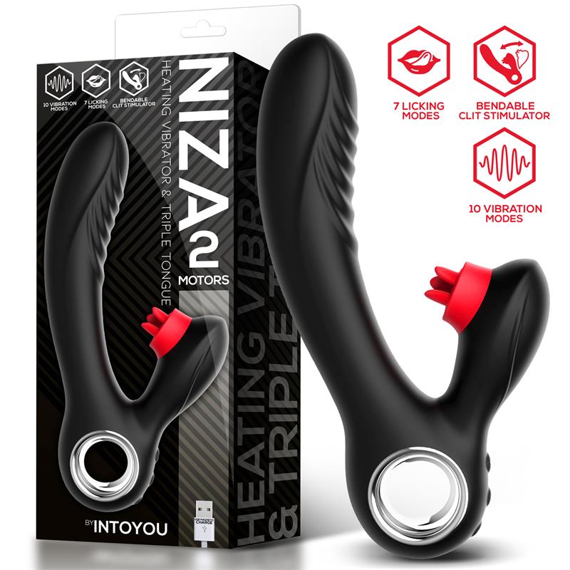 Niza Vibrador con Calor y Triple Lengua Estimuladora de Clitoris