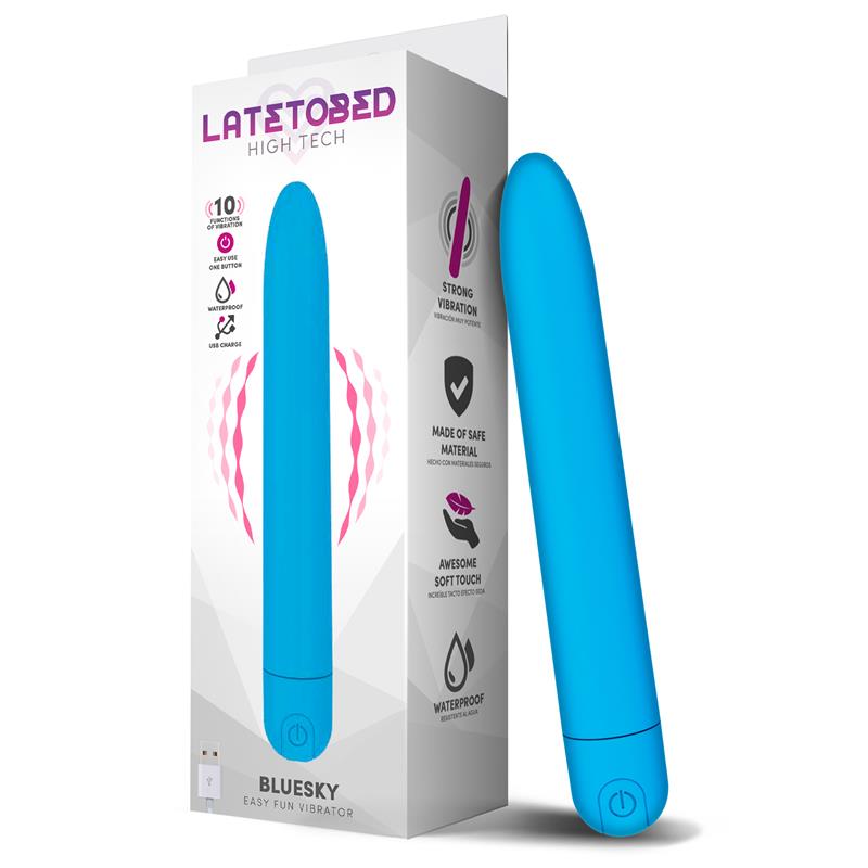 Bluesky Vibrador 10 Funciones 185 cm USB Azul Mate