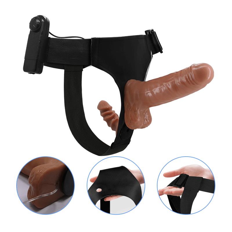 Arnes con Dildo Doble Retractil con Vibracion