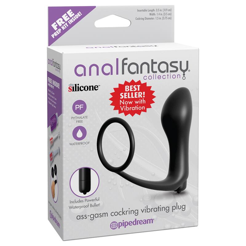 Plug Vibrador con Anillo Pene Color Negro