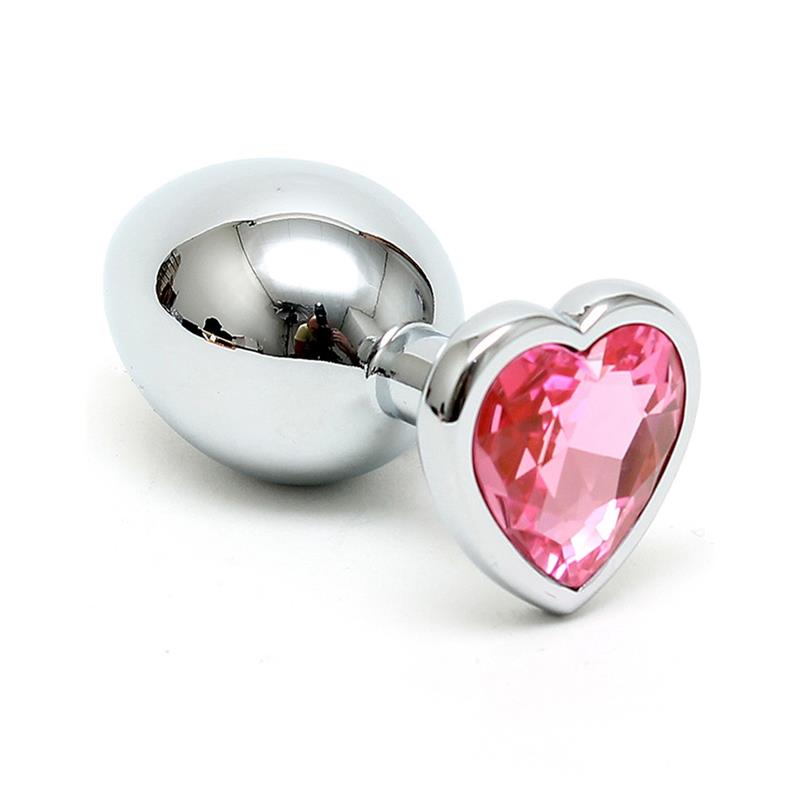 Plug Anal Acero Inox Cristal Corazon Rosa