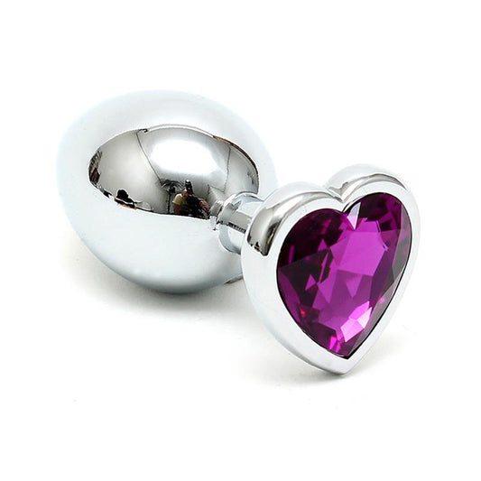 Plug Anal Acero Inox Cristal Corazon Purpura