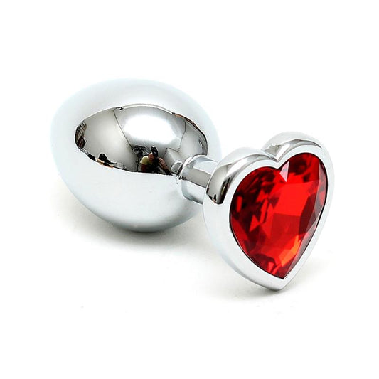 Plug Anal Acero Inox Cristal Corazon Rojo