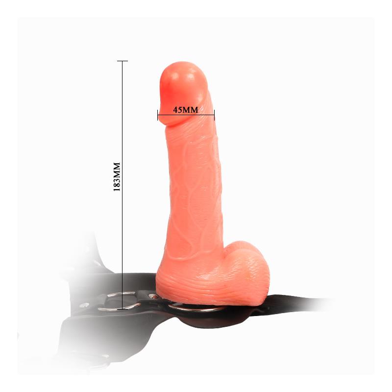 Arnes con Dildo y Testiculos Natural 183 cm