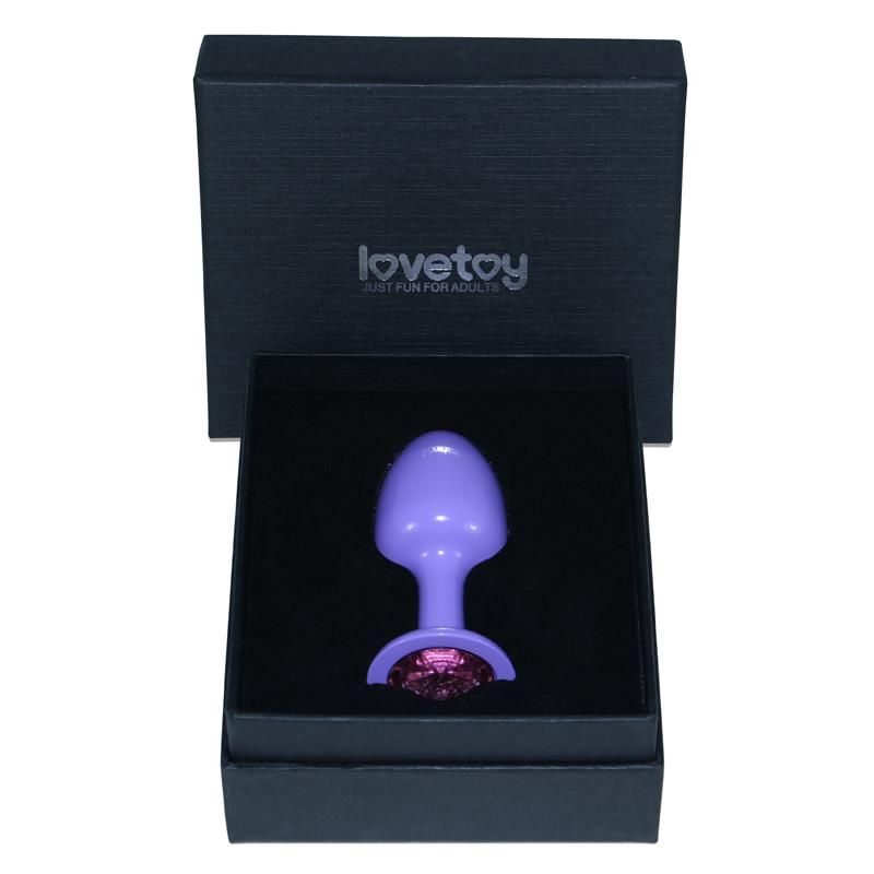 Plug Anal de Metal Purpura Rosebud con Joya Rosa