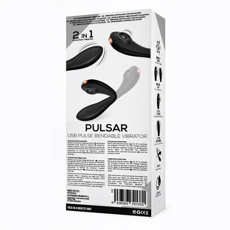 Pulsar Vibrador con Pulsacion y Esqueleto Articulado Silicona USB