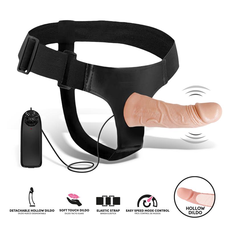 Eleto Arnes con Dildo Hueco Desmontable Vibracion y Control Remoto