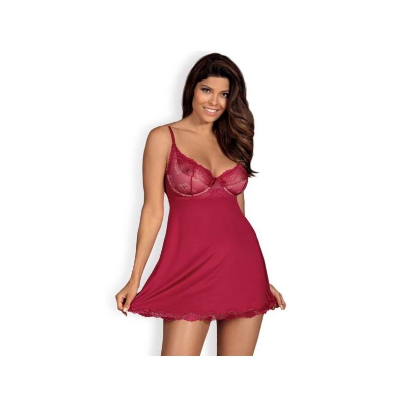 Rosalyne Babydoll y Tanga Rojo Talla S M