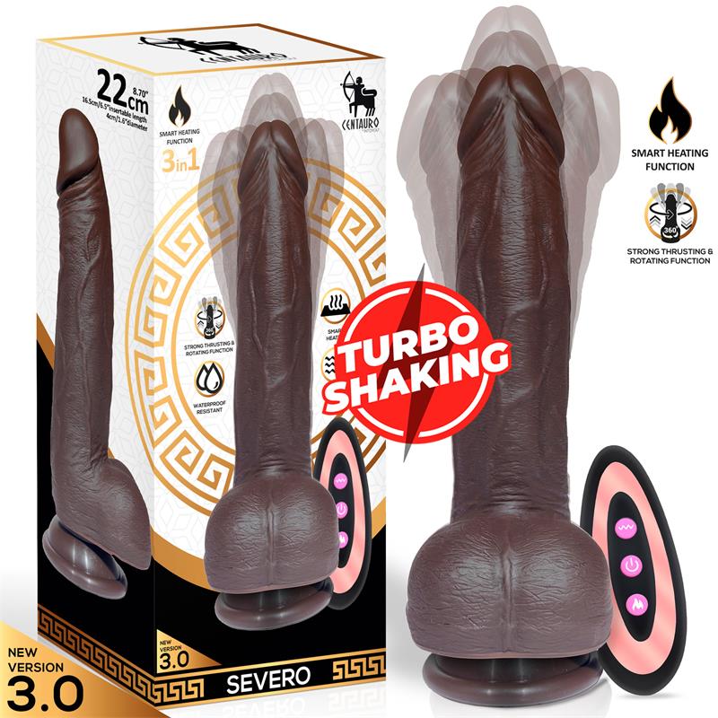 Severo Dildo Realista Turbo Shaking Thrusting Rotacion 360º Control Remoto Efecto Calor