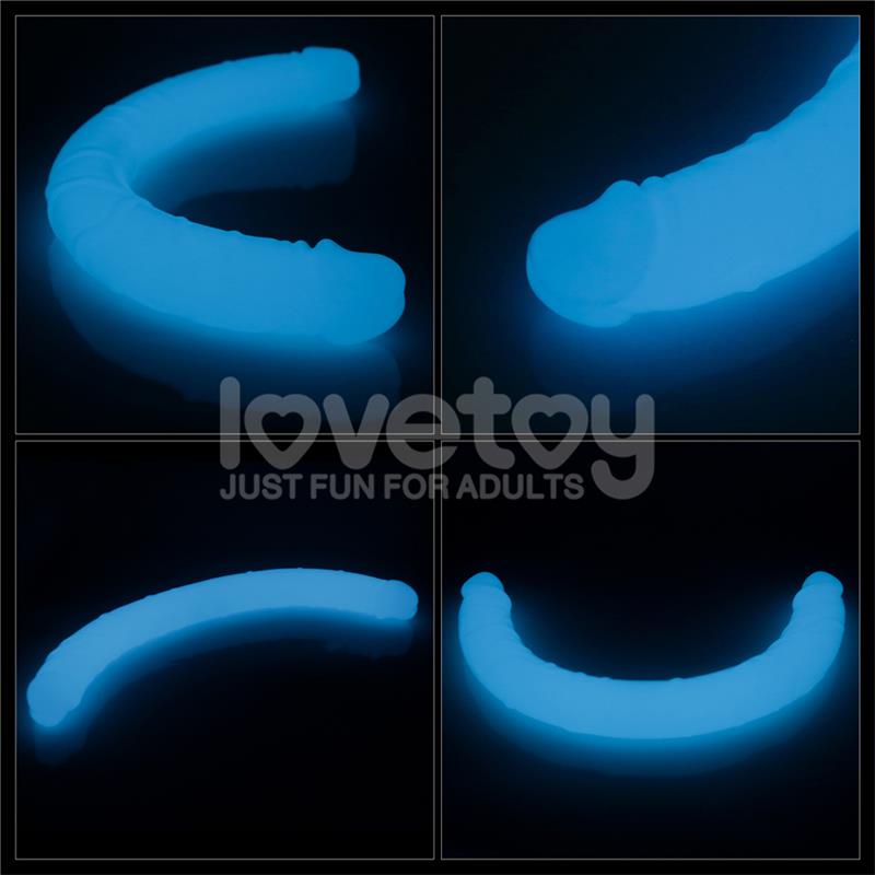 Dildo Doble Lumino Luz Azul 185