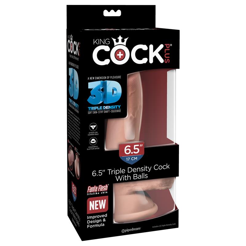 3D Dildo Triple Densidad con Testiculos Plus 65 Natural