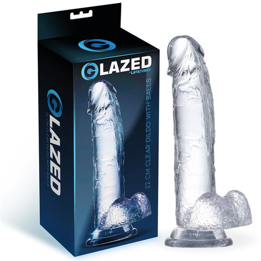 Dildo Realista con Testiculos Material Cristalino 22 cm