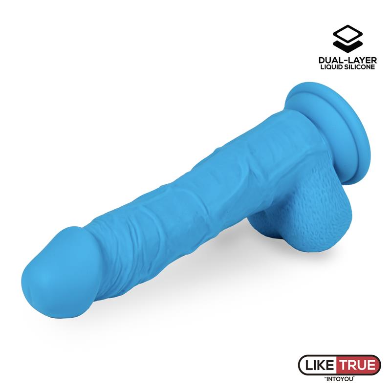 Dildo Realista Silicona Liquida Dual Layer 8 Azul