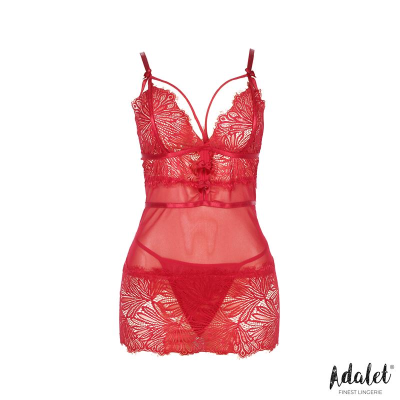 Zoe Babydoll Espalda Abierta y Tanga Rojo