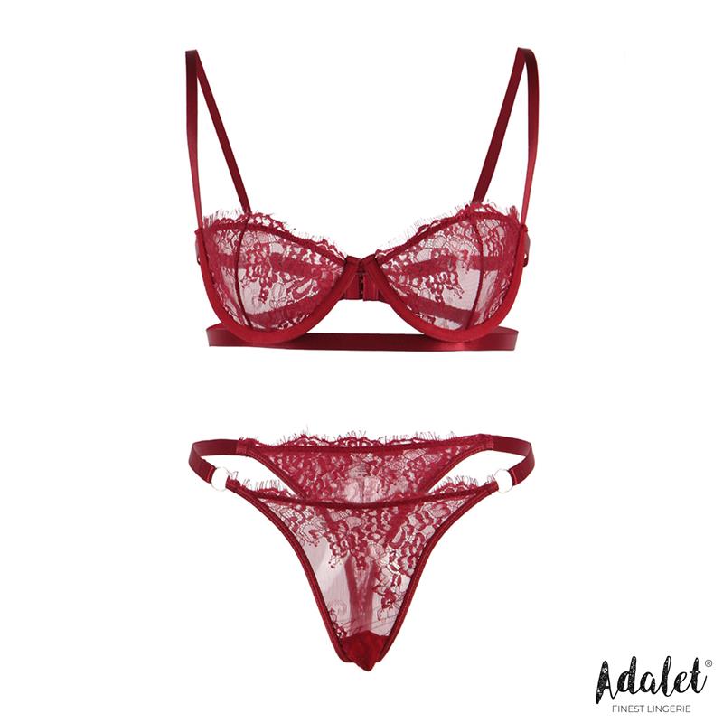 Mia Set Sujetador y Tanga de Encaje Burgundy