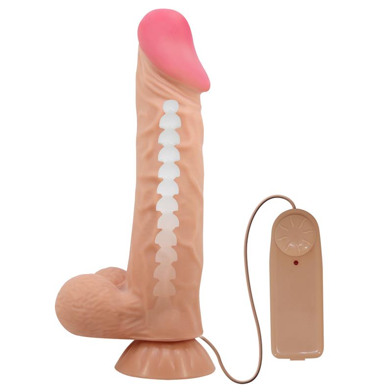 Vibrador Realista Control Remoto Doble Densidad y Piel Deslizante 24 cm