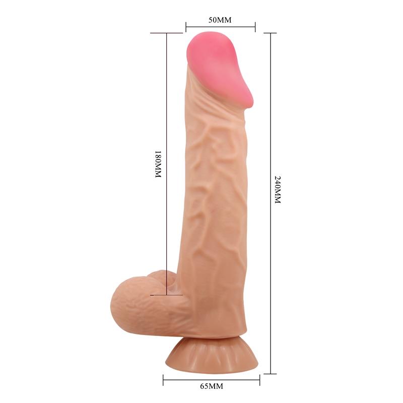 Vibrador Realista Control Remoto Doble Densidad y Piel Deslizante 24 cm