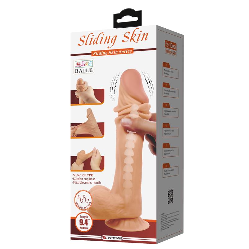 Vibrador Realista Control Remoto Doble Densidad y Piel Deslizante 24 cm