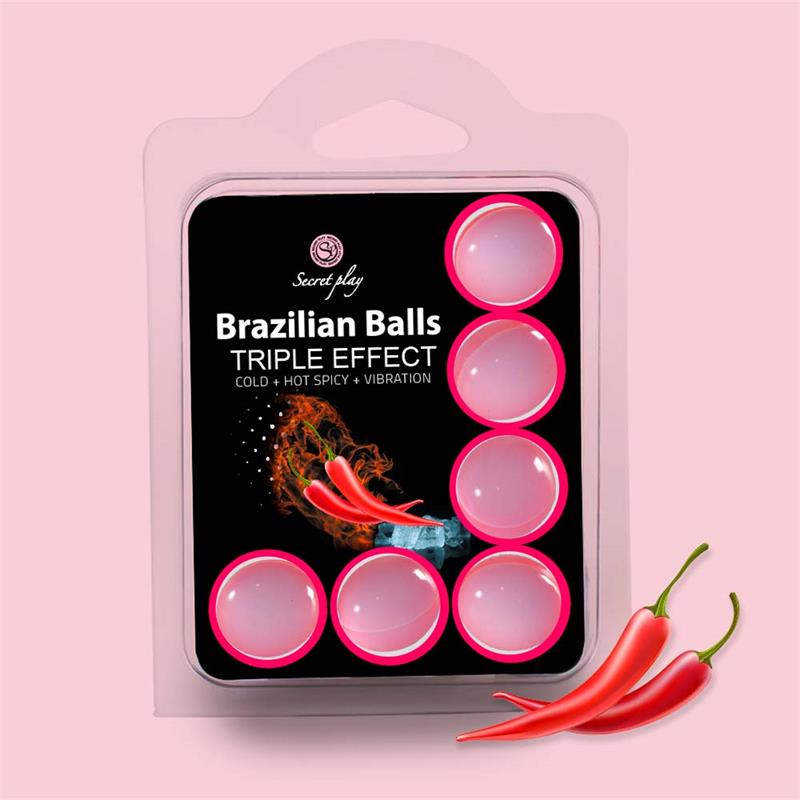 Set 6 Brazilian Balls Triple Efecto Calor Frio y Vibracion