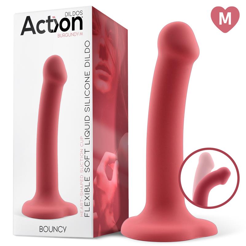 Bouncy Dildo Silicona Liquida Hiper Flexible 7 18 cm Talla M Burgundy