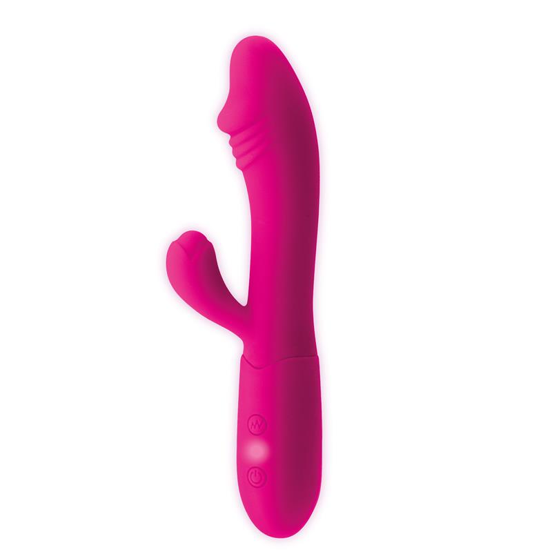 Candy Vibrador con Conejito Punto G USB Silicona Fucshia