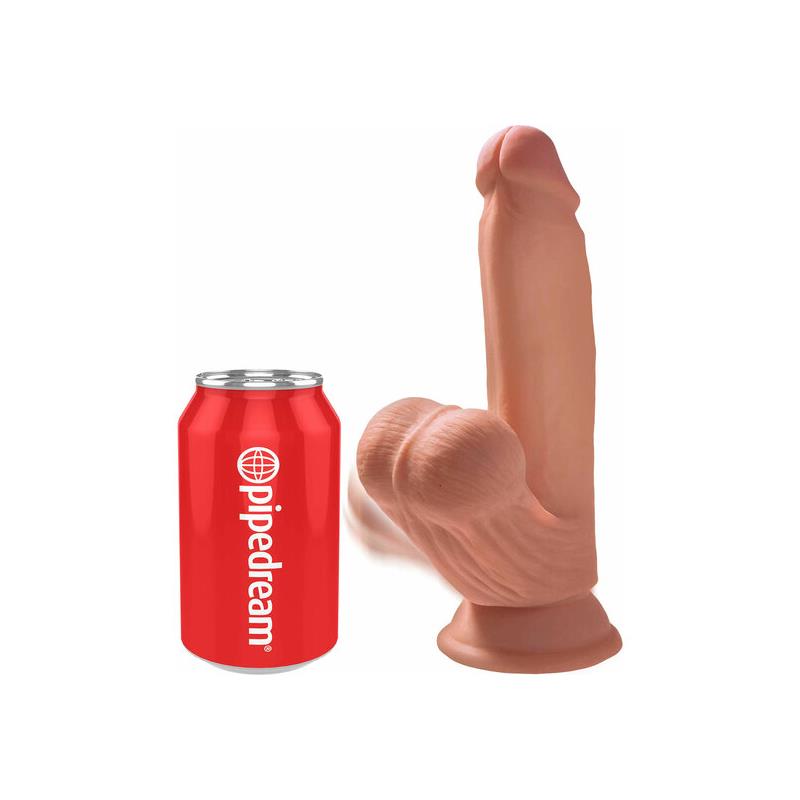 Dildo Triple Densidad Testiculos Oscilantes 7 Caramelo